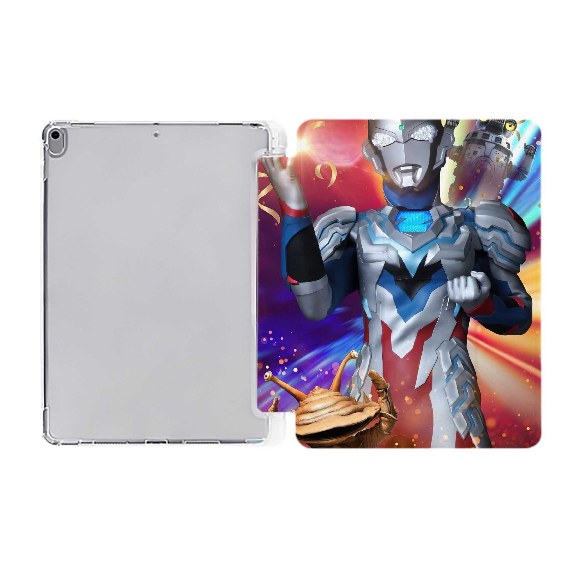 （画像用） ウルトラマン Ultraman IPad ケース ペン収納付き 三つ折りスタンド PUレザー×シリコン 対応機種9.5/10.5/10.9インチ